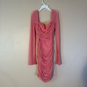 NWT Hello Molly Pink Long Sleeve Ruched Dress XS